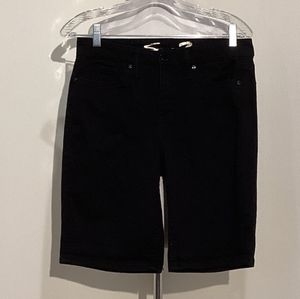 Seven7 Women's Black Bermuda Shorts Mid Rise Black Wash Denim